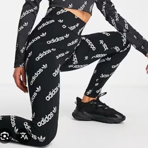 adidas Originals Black and White Logo Leggings
